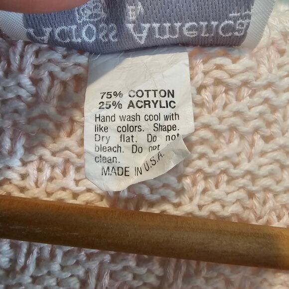 Vintage Lace Sweater Womens Large Pastel Pink 90s Glam Coquette Retro Cottage - Picture 10 of 10